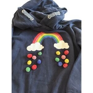 NEXT girls‎ sz 7 years blue sweatshirt hoodie rainbow